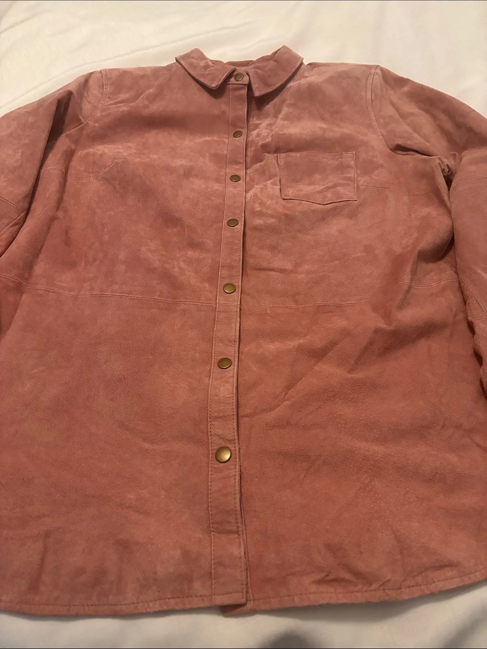 VTG D&Co Dusty Rose Suede Leather Snap Button-Front Shirt Jacket SZ XL lined Y2K - Picture 9 of 11